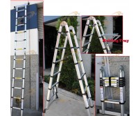 12.5 Ft A-Type Multi-Purpose Extension Aluminum Telescoping Ladder 330lbs w/Tray